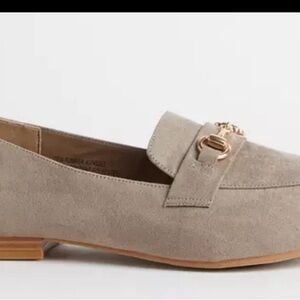 Chic Taupe Loafers with Gold Accent